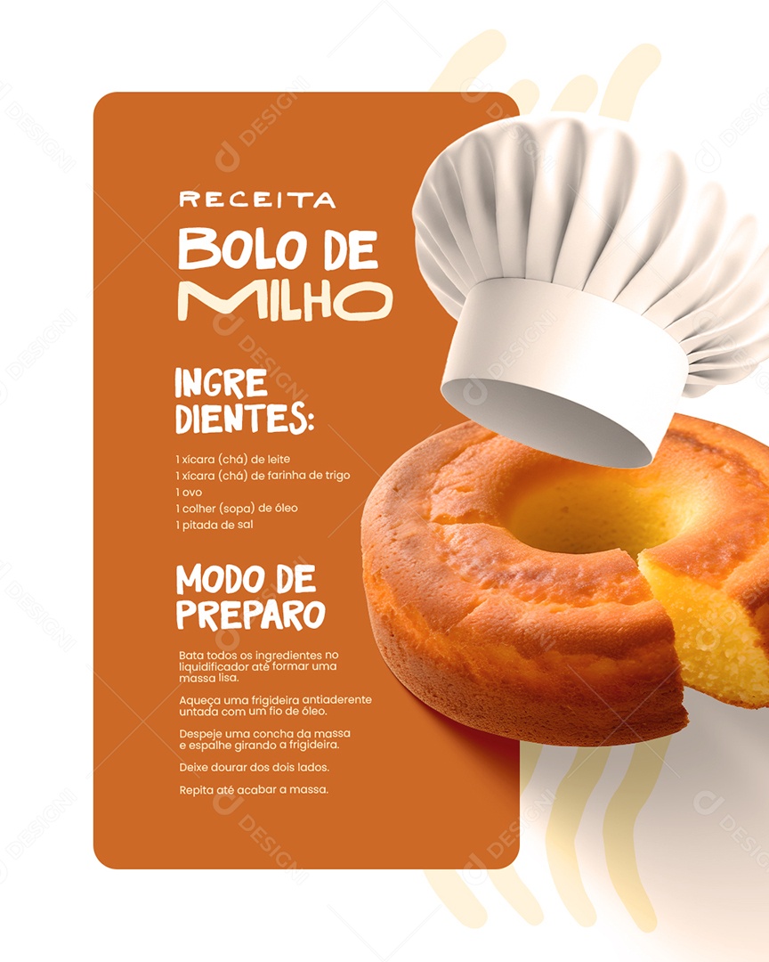Receita Bolo de Milho Social Media PSD Editável