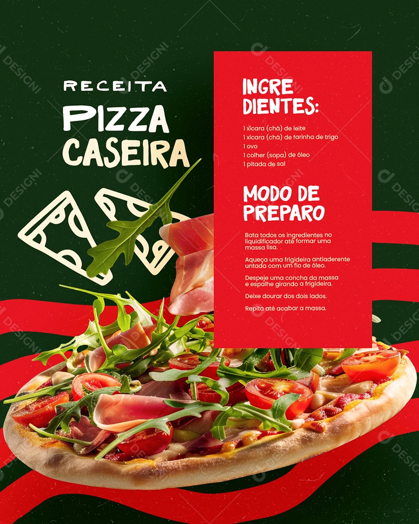 Receita Pizza Caseira Social Media PSD Editável
