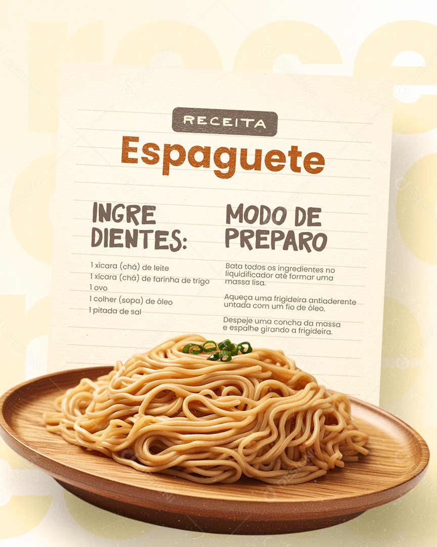 Receita Espaguete Social Media PSD Editável