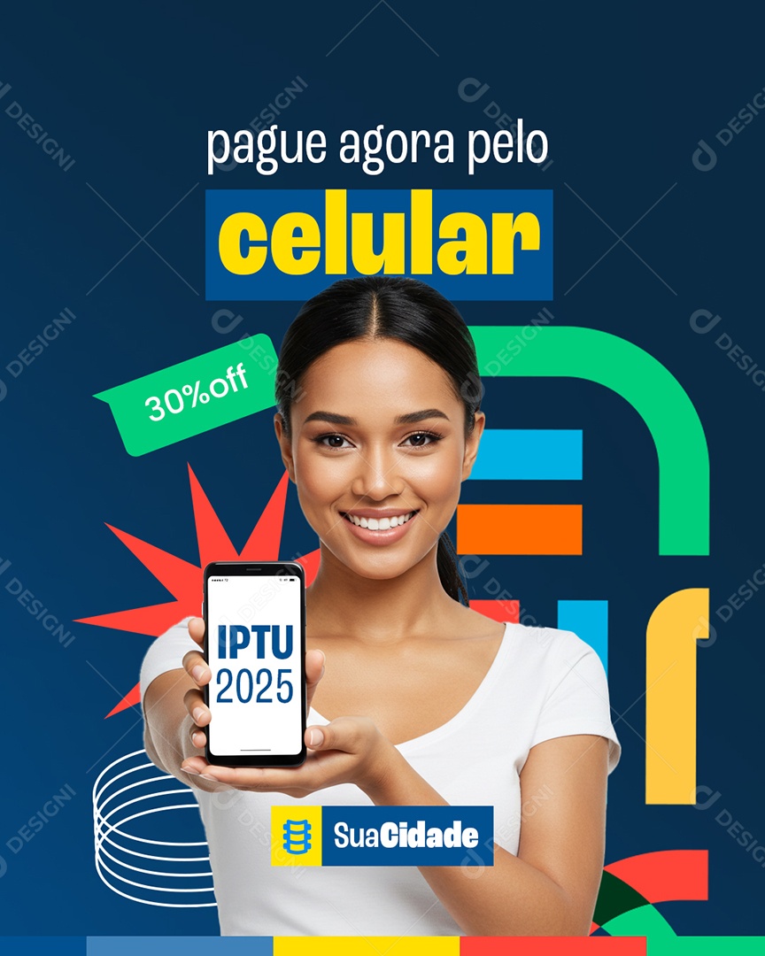 Prefeitura IPTU Pague Agora pelo Celular Social Media PSD Editável