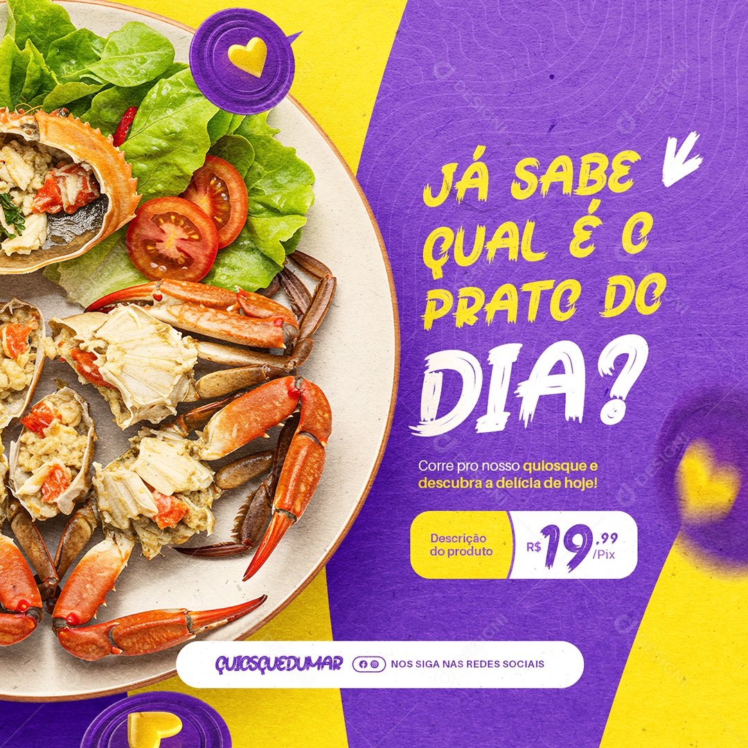 Quiosque Praia Já Sabe Qual é o Prato do Dia Social Media PSD Editável