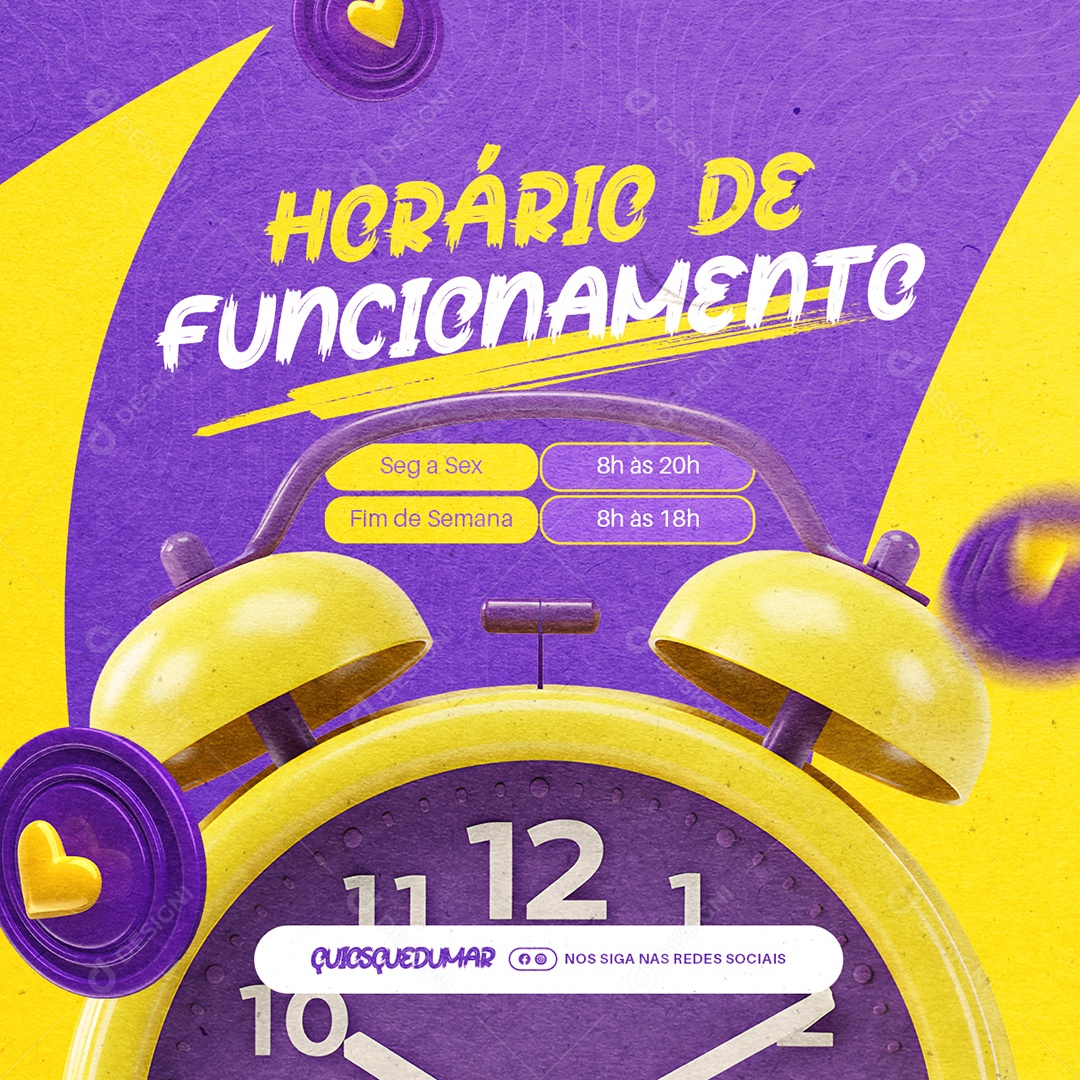 Quiosque Praia Horário de Funcionamento Social Media PSD Editável