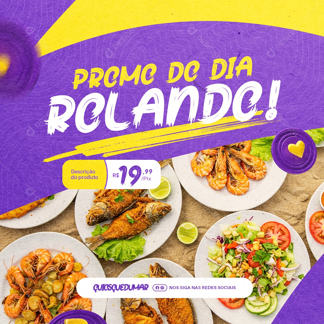 Quiosque Praia Promo do Dia Rolando Social Media PSD Editável