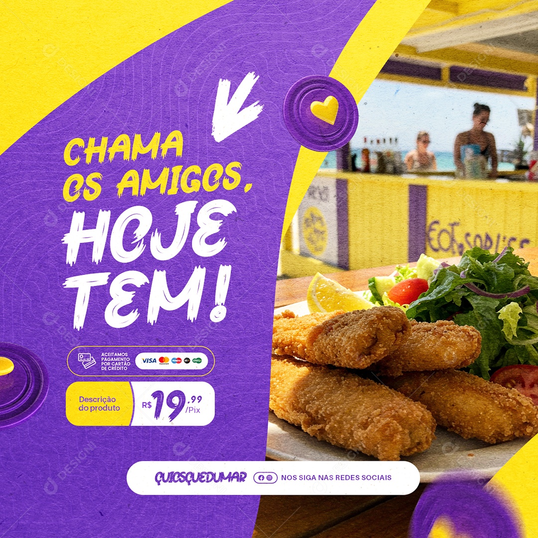 Quiosque Praia Chama os Amigos Hoje Tem Social Media PSD Editável