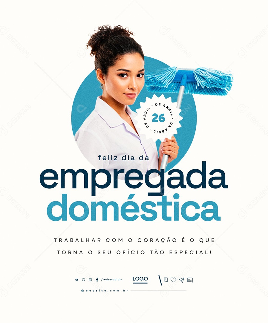Feliz Dia da Empregada Doméstica 26 De Abril Social Media PSD Editável
