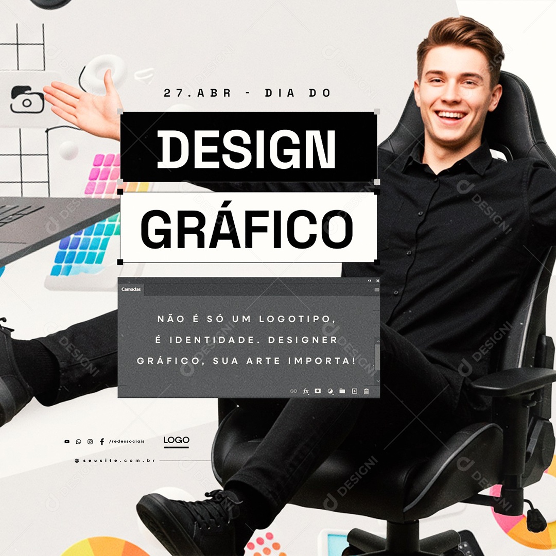 Dia do Designer Gráfico 27 de Abril Social Media PSD Editável