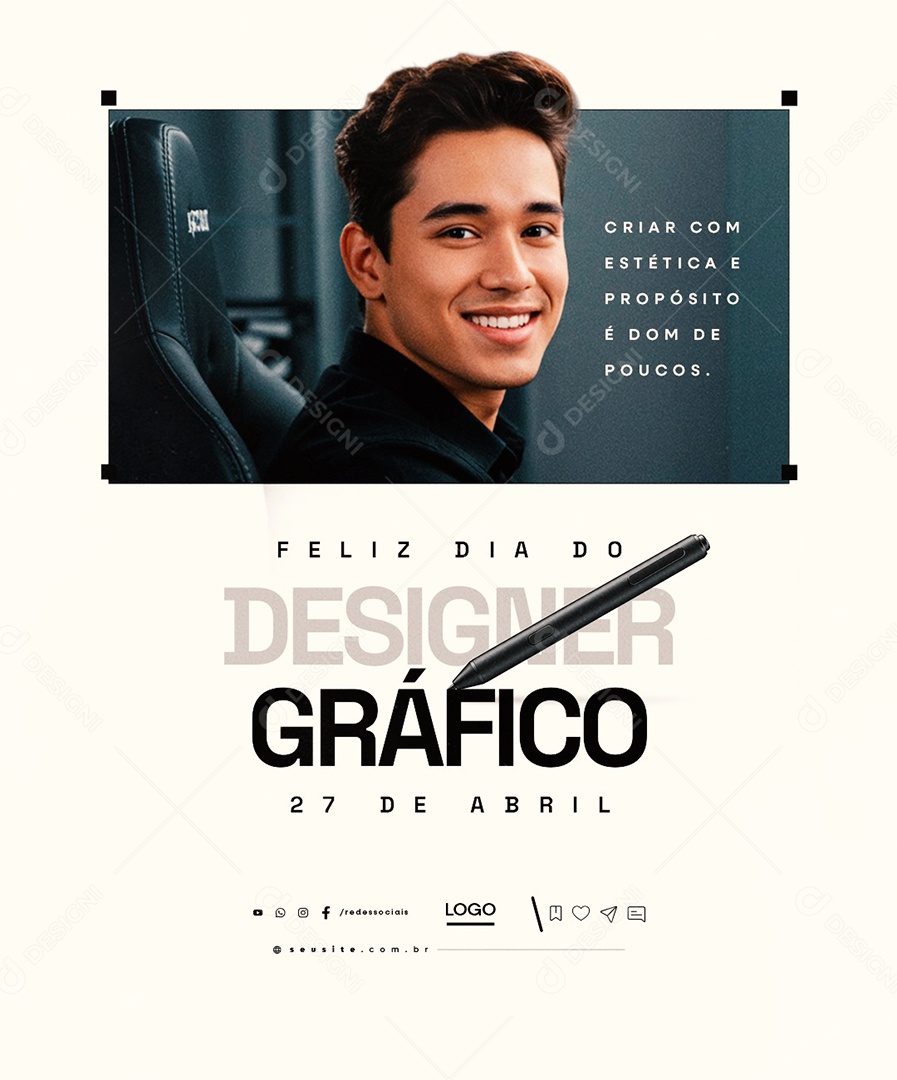 Feliz Dia do Designer Gráfico 27 de Abril Social Media PSD Editável