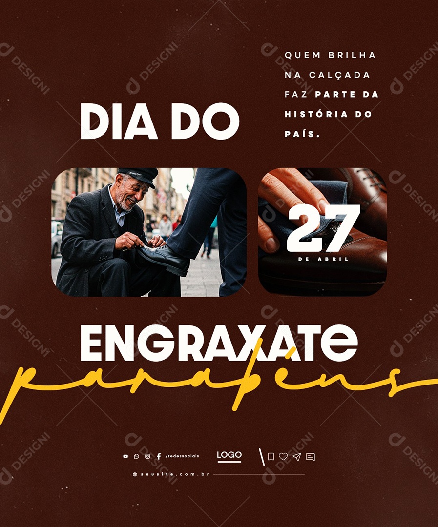 Dia do Engraxate 27 de Abril Social Media PSD Editável