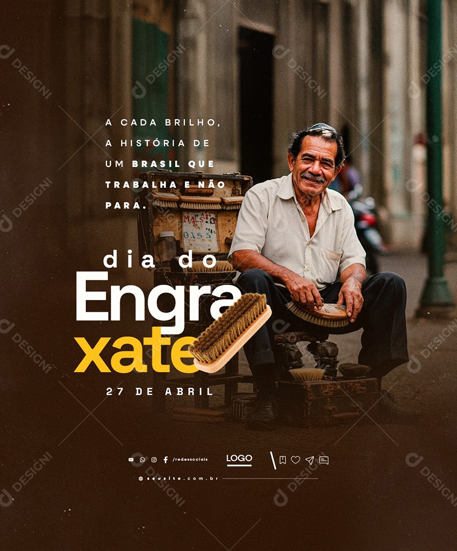 Dia do Engraxate 27 de Abril Social Media PSD Editável