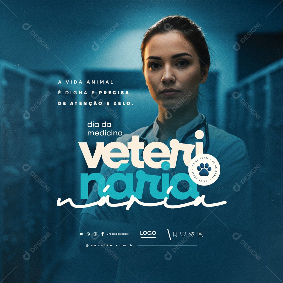 Dia Da Medicina Veterinária 26 de Abril Social Media PSD Editável