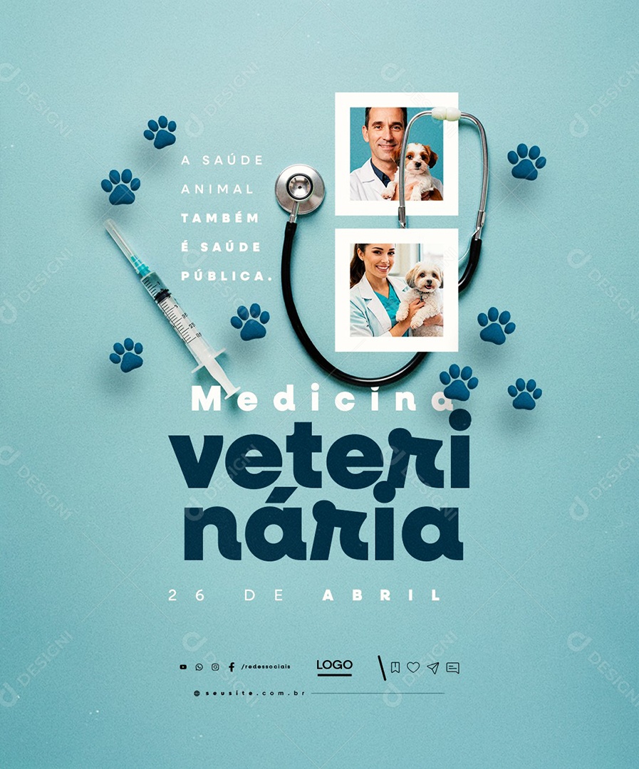 Dia Da Medicina Veterinária 26 de Abril Social Media PSD Editável