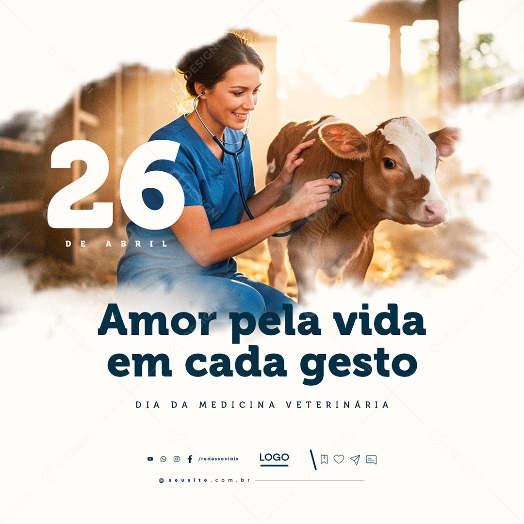 Dia Da Medicina Veterinária 26 de Abril Social Media PSD Editável