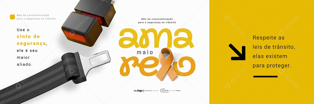 Carrossel Maio Amarelo Mês da Conscientização a Segurança no Trânsito Social Media PSD Editável