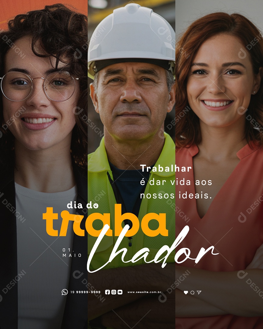Dia Do Trabalhador 01 de Maio Social Media PSD Editável