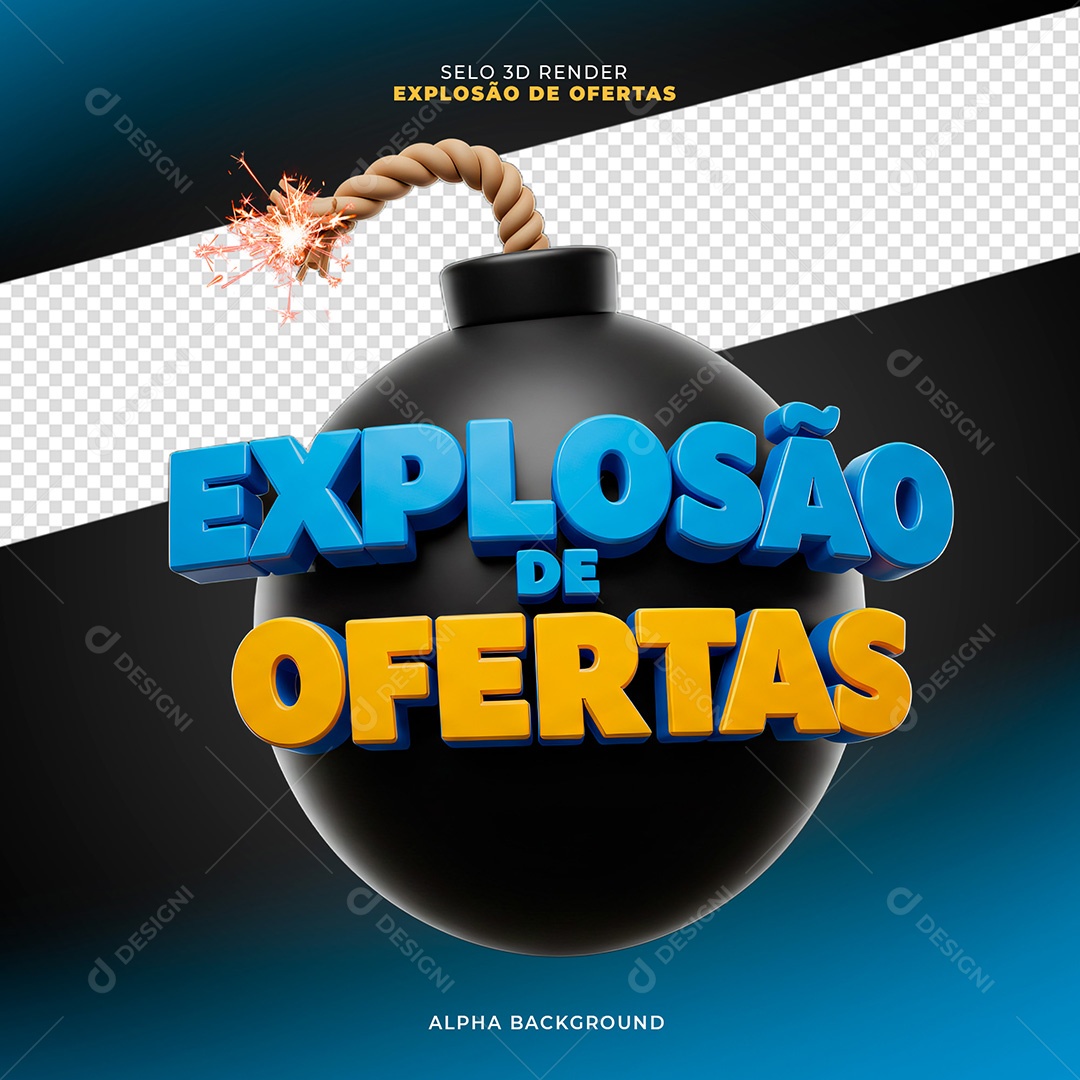 Selo 3D Explosão de Ofertas Para Composição PSD