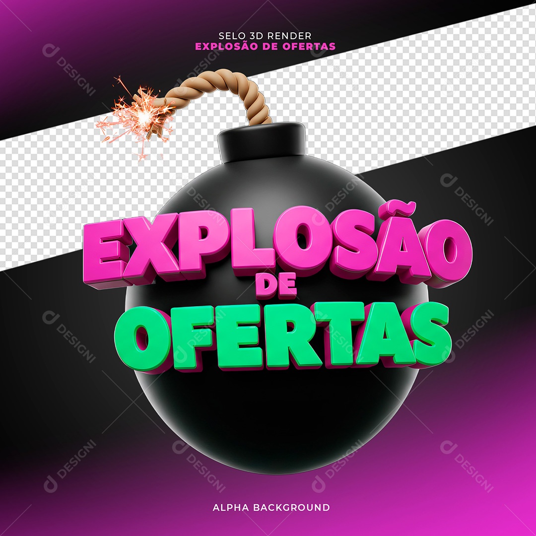 Selo 3D Explosão de Ofertas Para Composição PSD