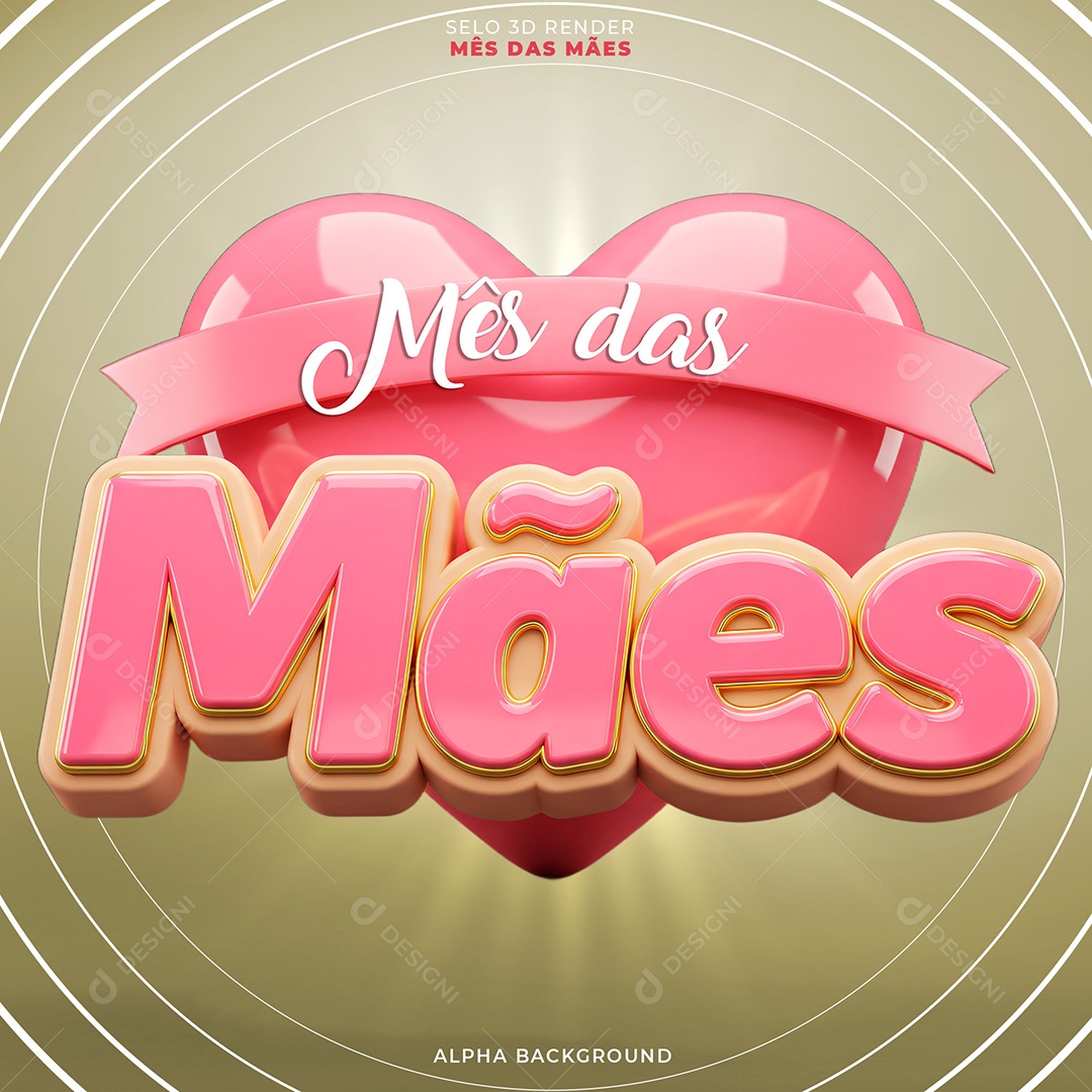 Selo 3D Mês das Mães Para Composição PSD