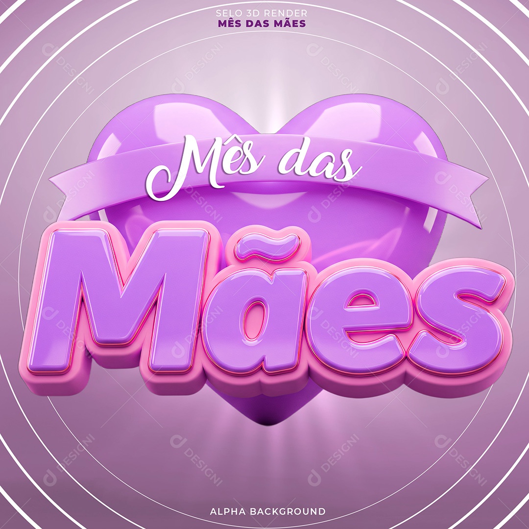 Selo 3D Mês das Mães Para Composição PSD