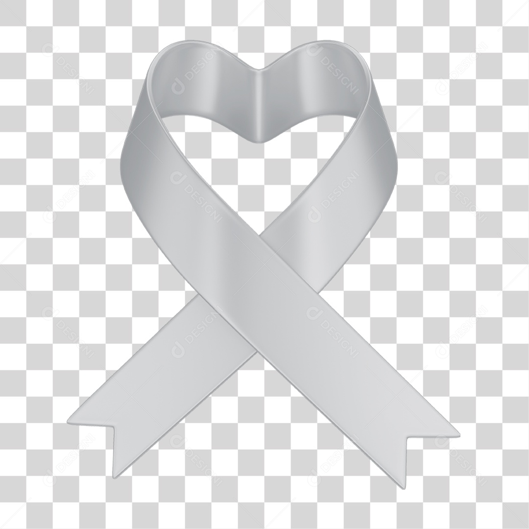 Fita Laço Maio Cinza Campanha Contra o Câncer Cerebral PNG Transparente