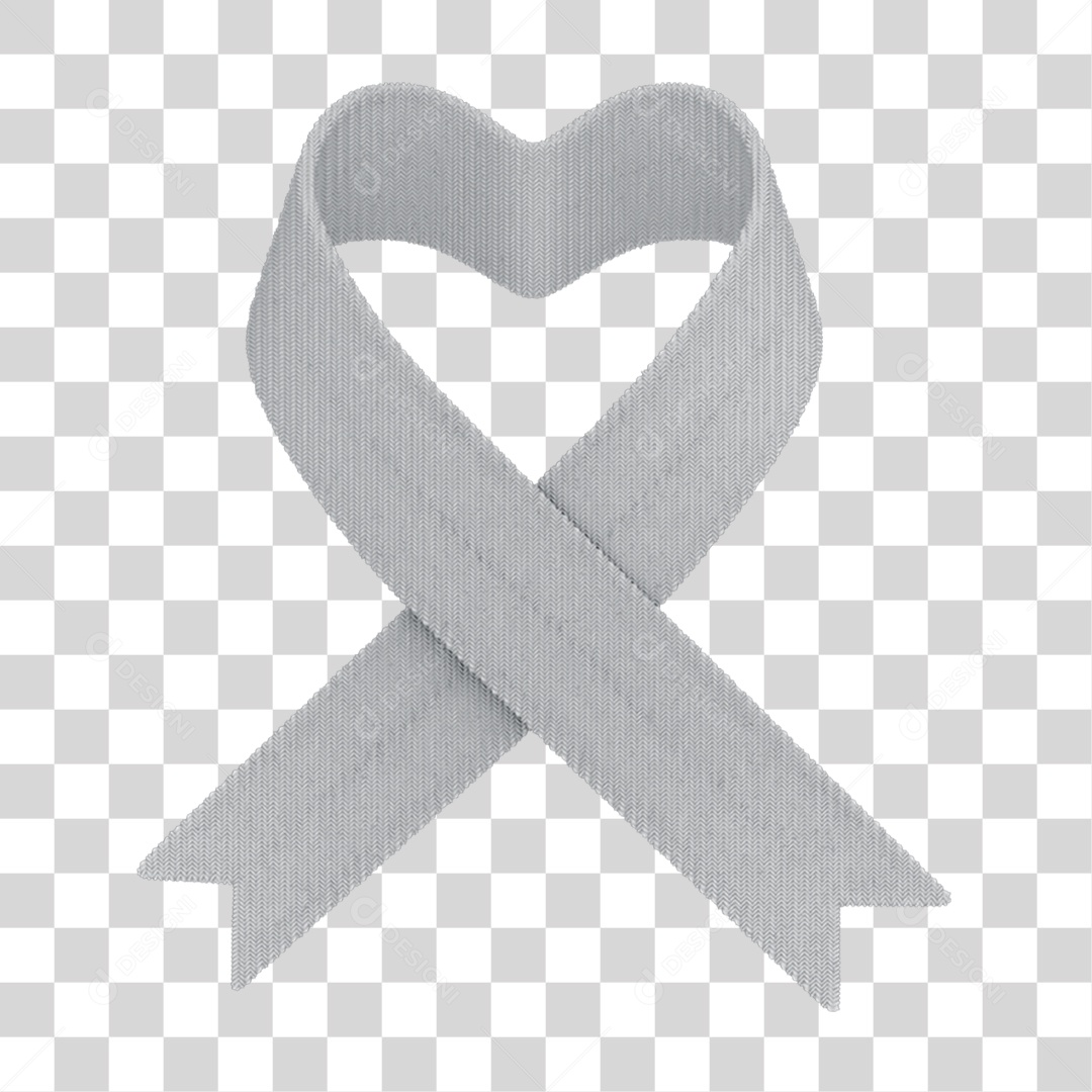 Fita Laço Maio Cinza Campanha Contra o Câncer Cerebral PNG Transparente