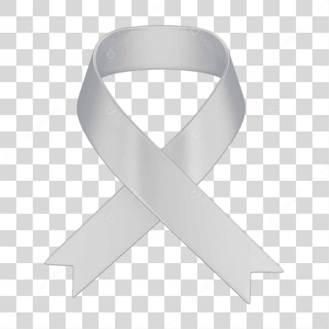 Fita Laço Maio Cinza Campanha Contra o Câncer Cerebral PNG Transparente