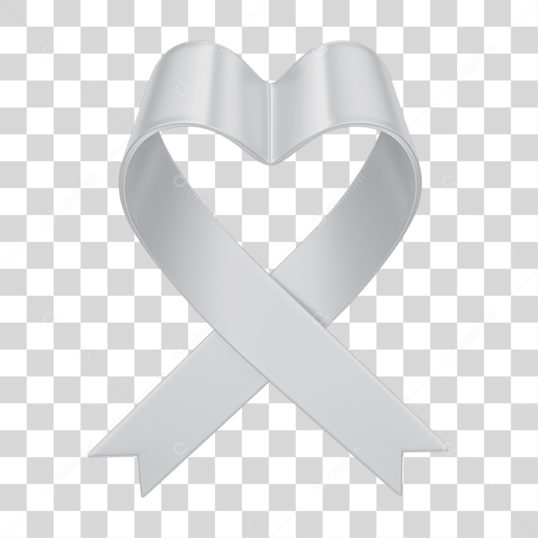 Fita Laço Maio Cinza Campanha Contra o Câncer Cerebral PNG Transparente