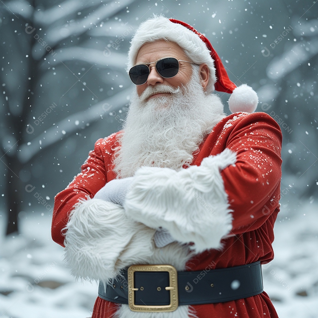 Papai noel sentado no estilo no inverno