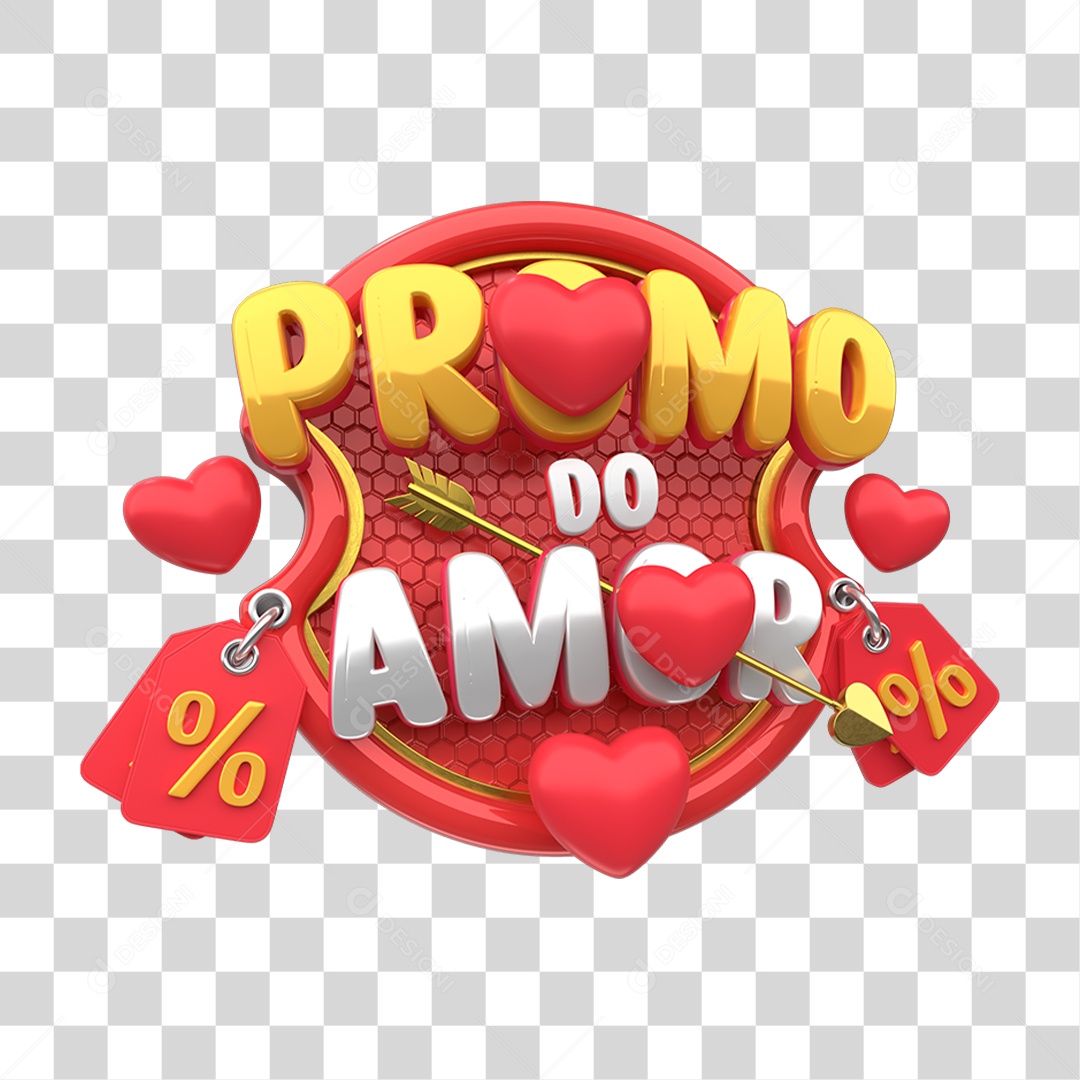 Selo 3D Promo do Amor PNG Transparente