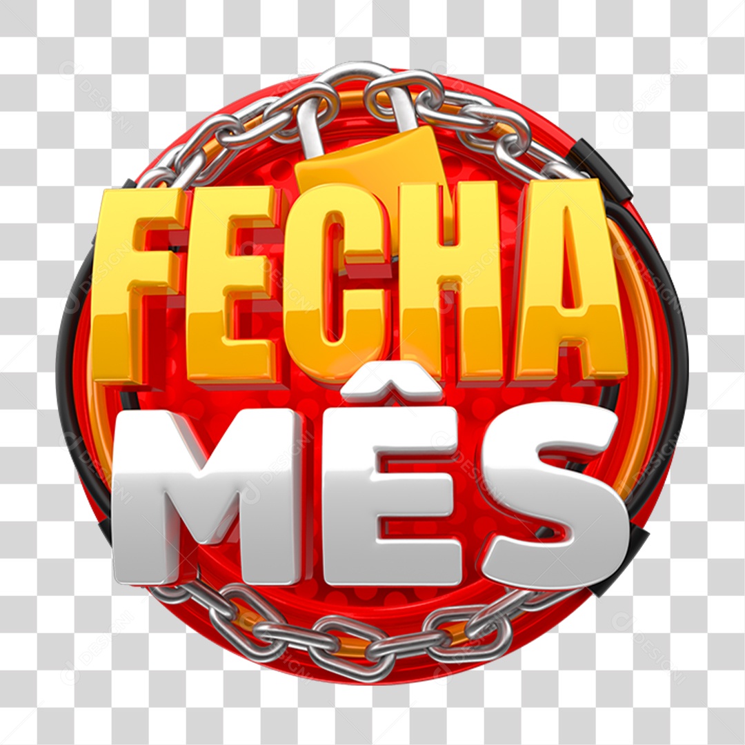 Selo 3D Fecha Mês PNG Transparente