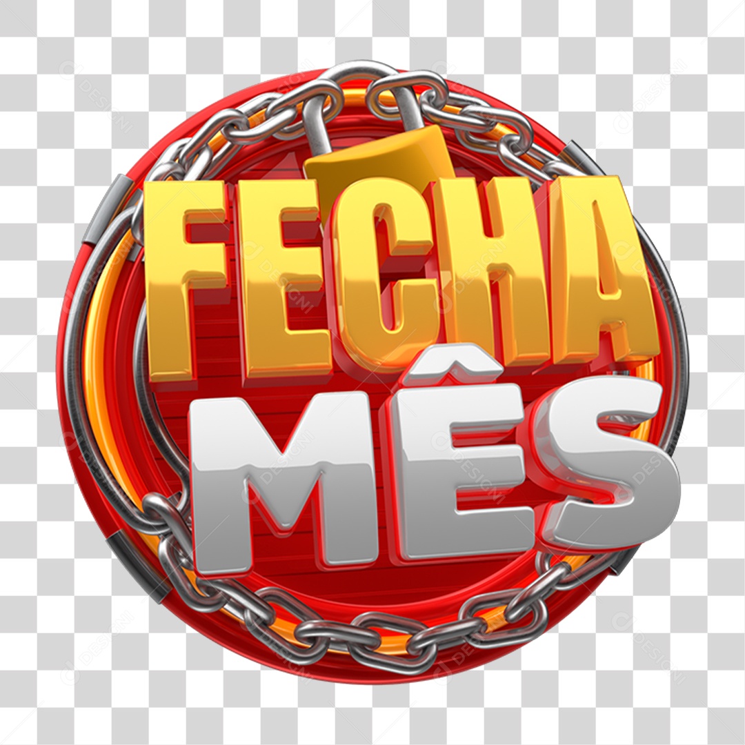 Selo 3D Fecha Mês PNG Transparente