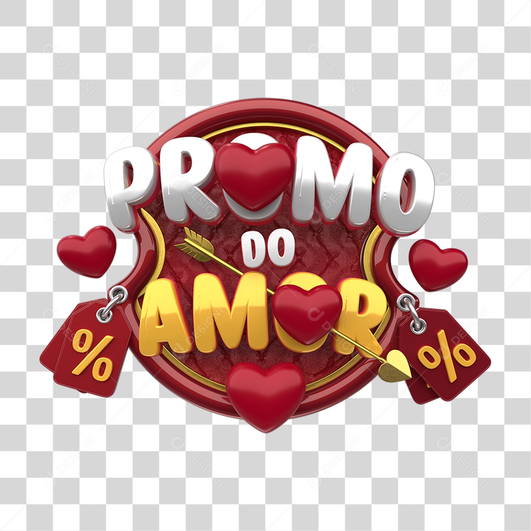 Selo 3D Promo do Amor PNG Transparente