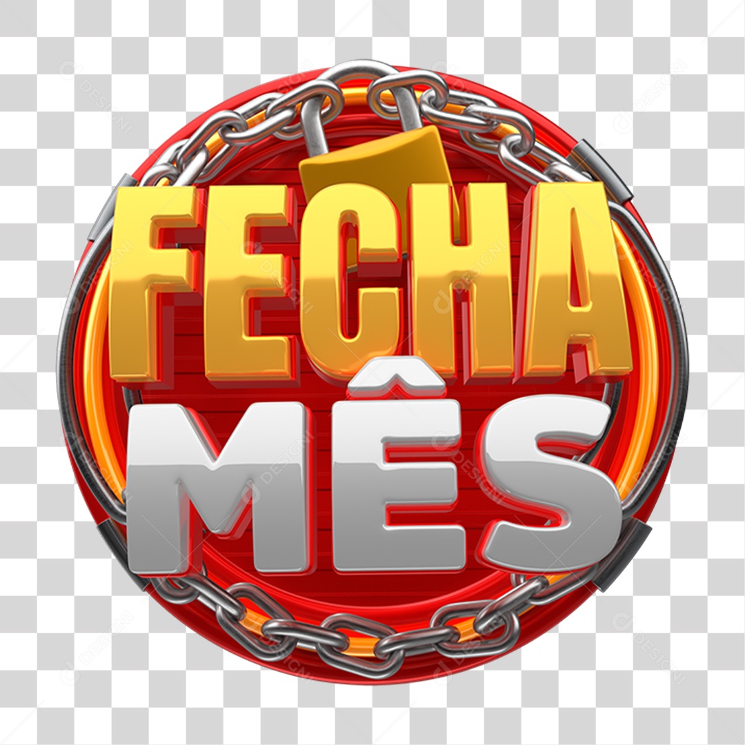 Selo 3D Fecha Mês PNG Transparente