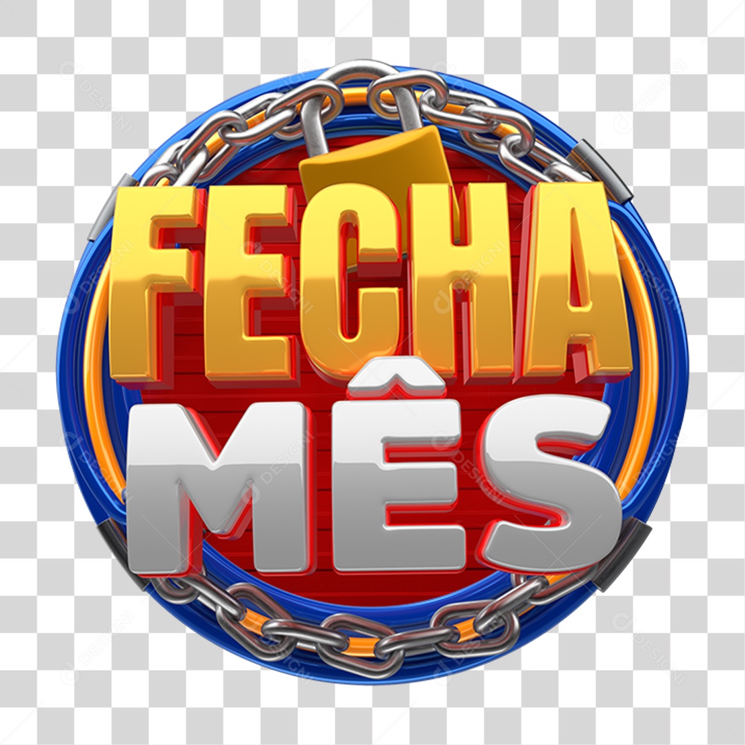Selo 3D Fecha Mês PNG Transparente