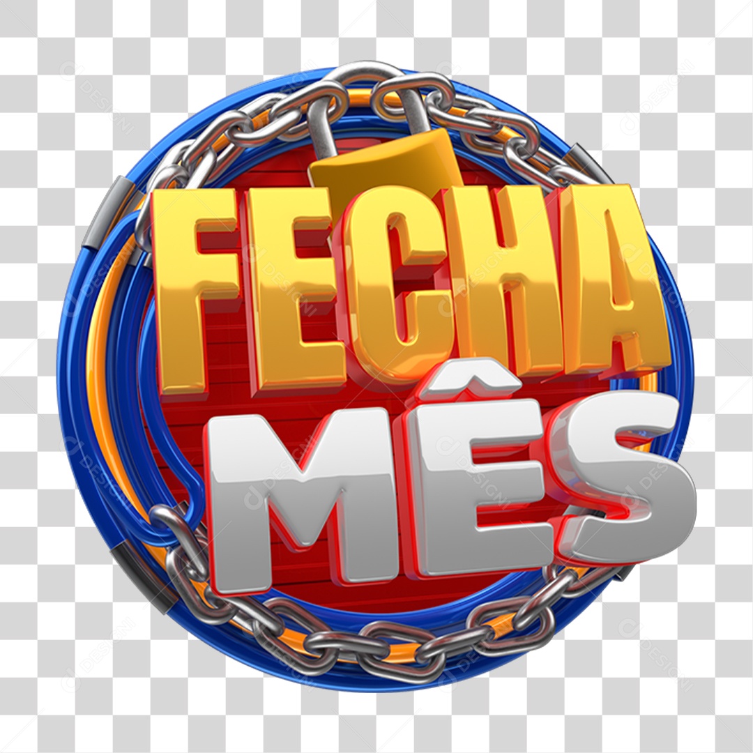 Selo 3D Fecha Mês PNG Transparente