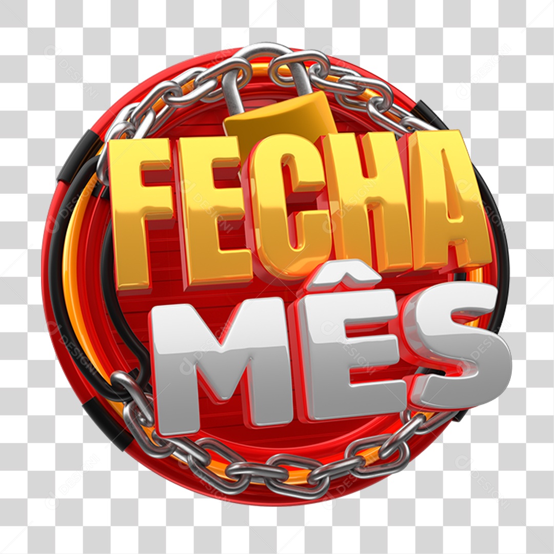 Selo 3D Fecha Mês PNG Transparente
