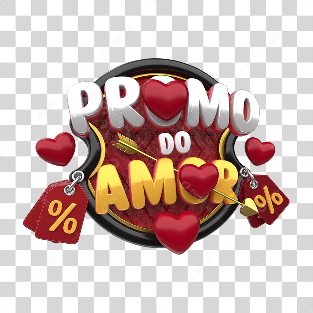 Selo 3D Promo do Amor PNG Transparente