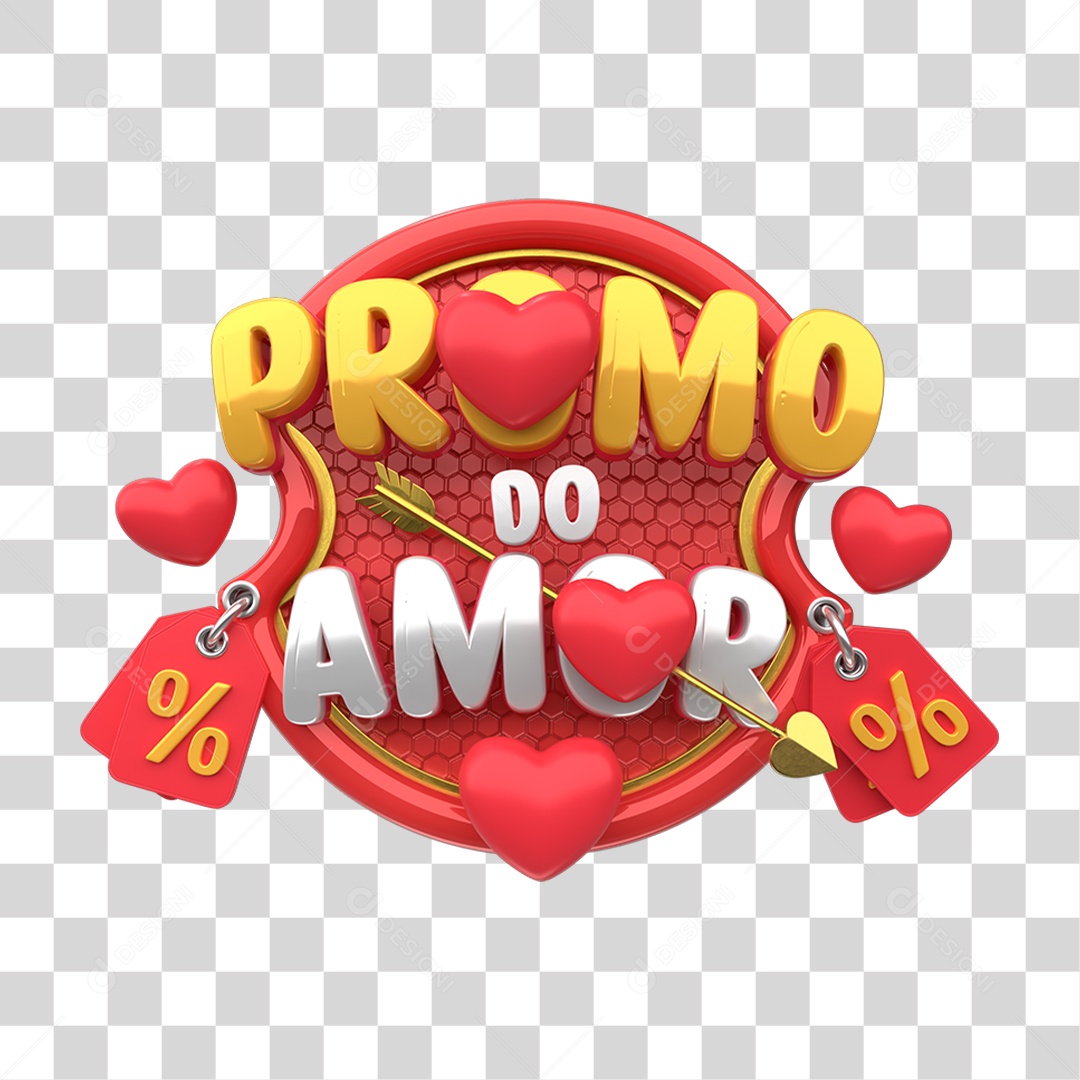 Selo 3D Promo do Amor PNG Transparente