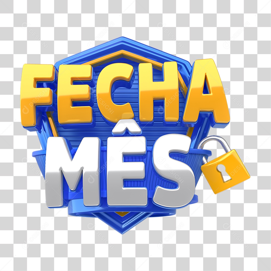 Selo 3D Fecha Mês PNG Transparente