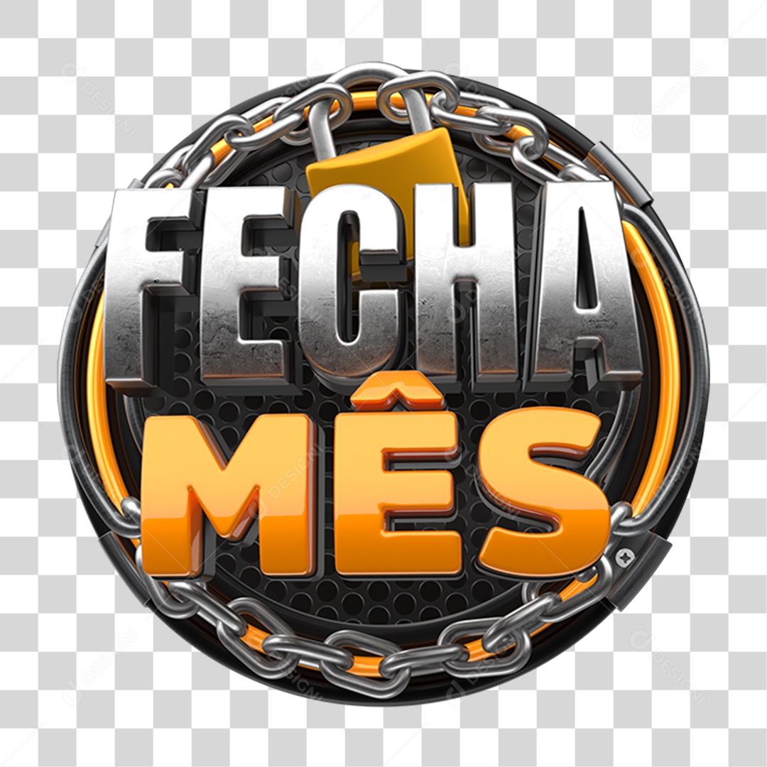 Selo 3D Fecha Mês PNG Transparente