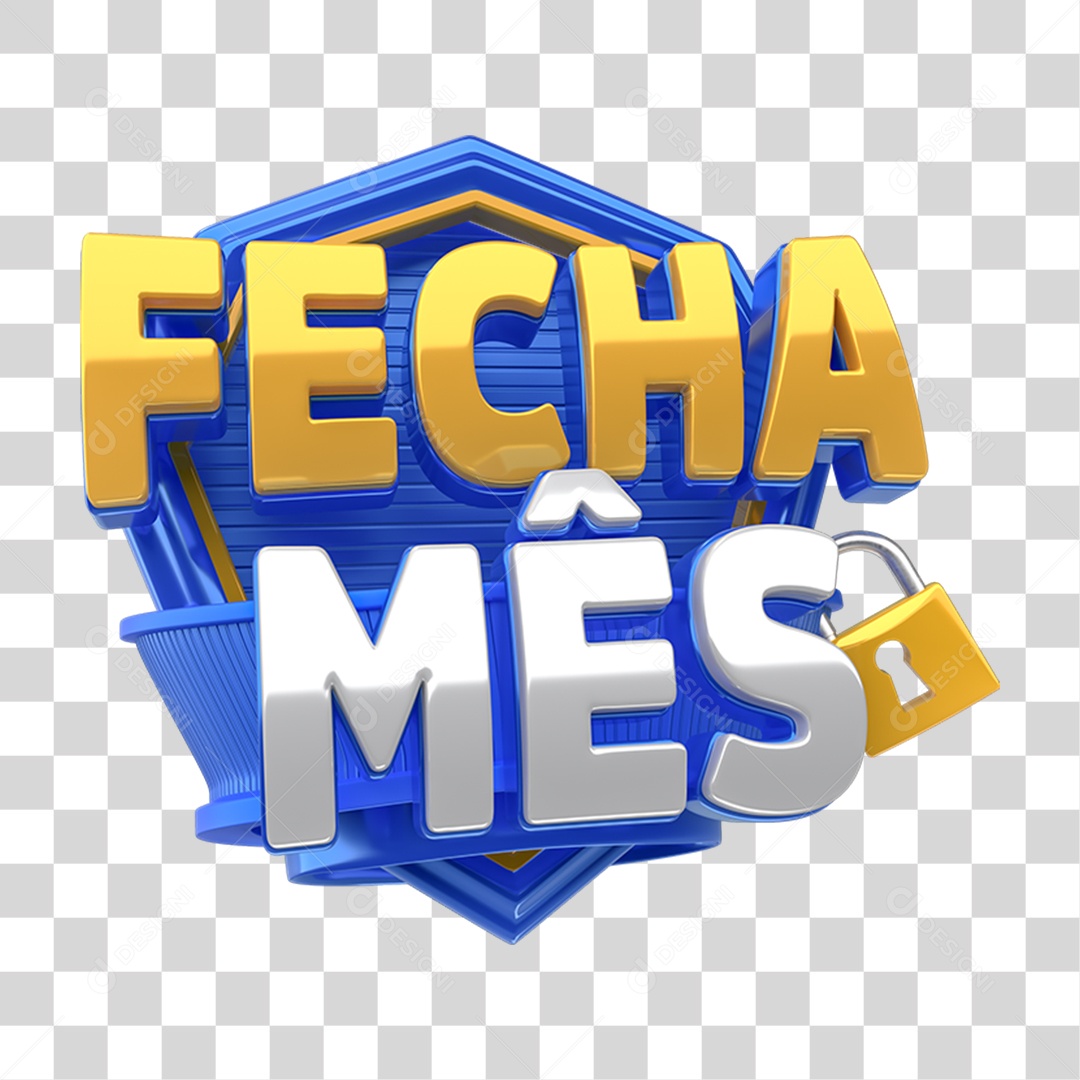 Selo 3D Fecha Mês PNG Transparente