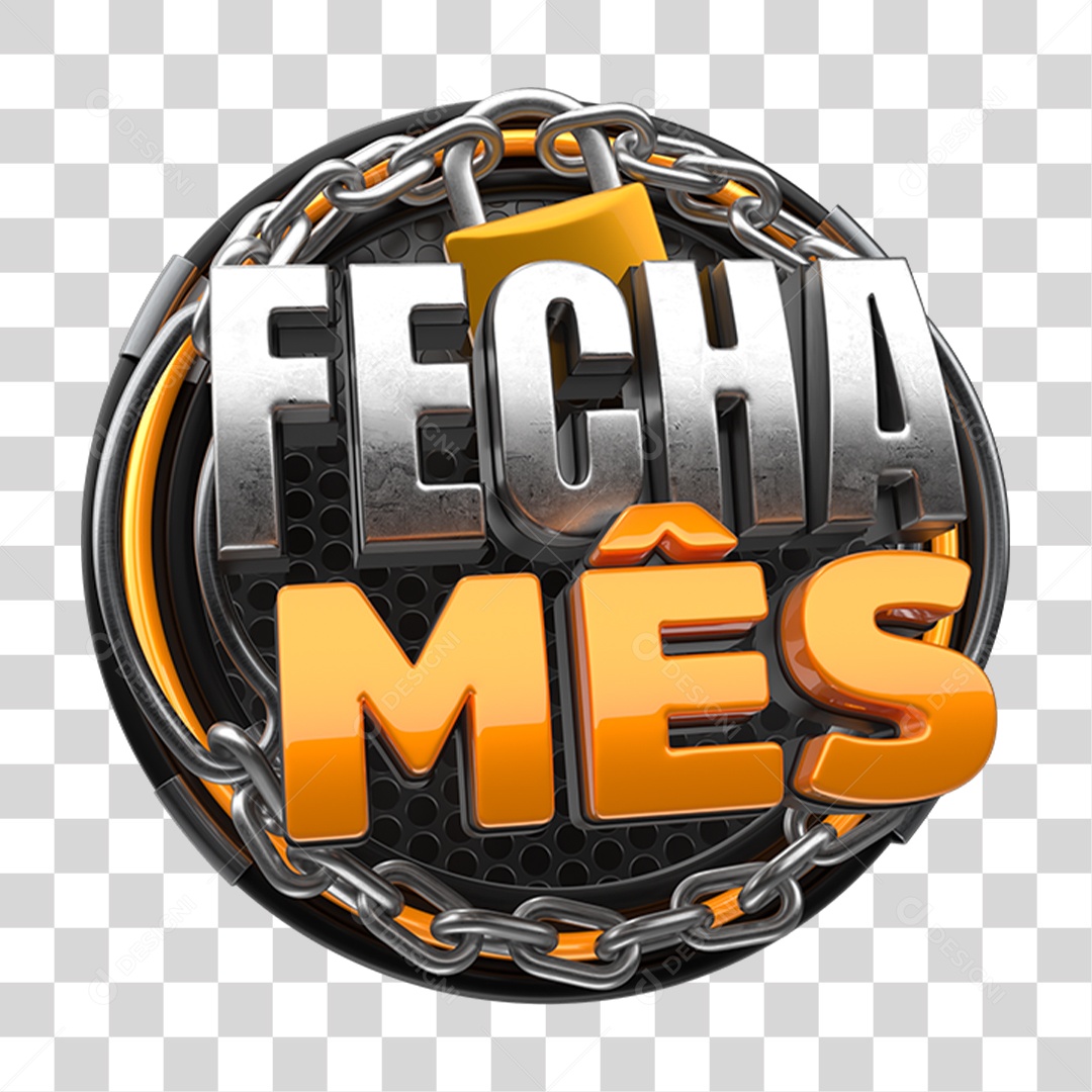 Selo 3D Fecha Mês PNG Transparente