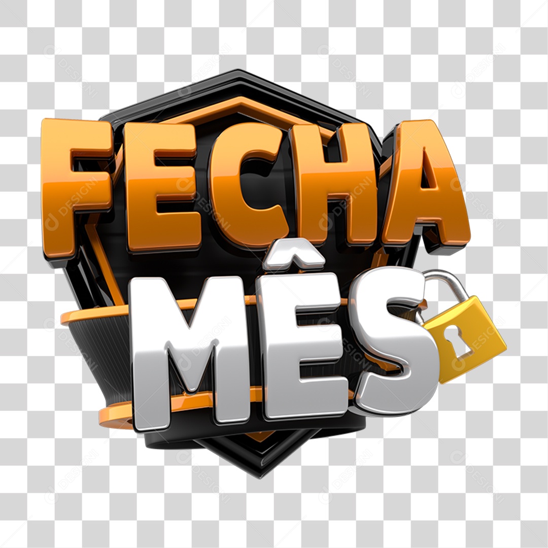 Selo 3D Fecha Mês PNG Transparente