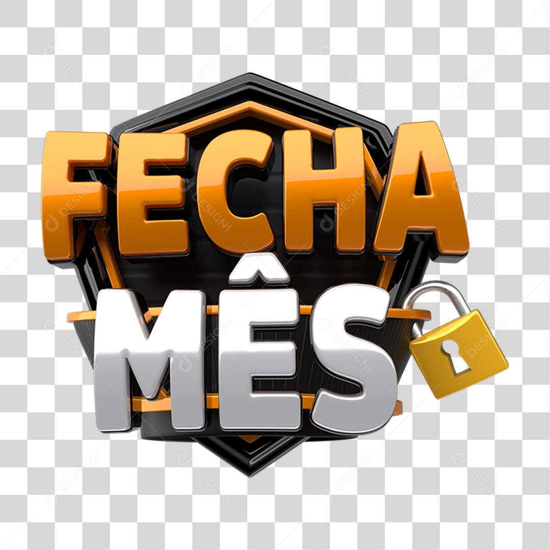 Selo 3D Fecha Mês PNG Transparente