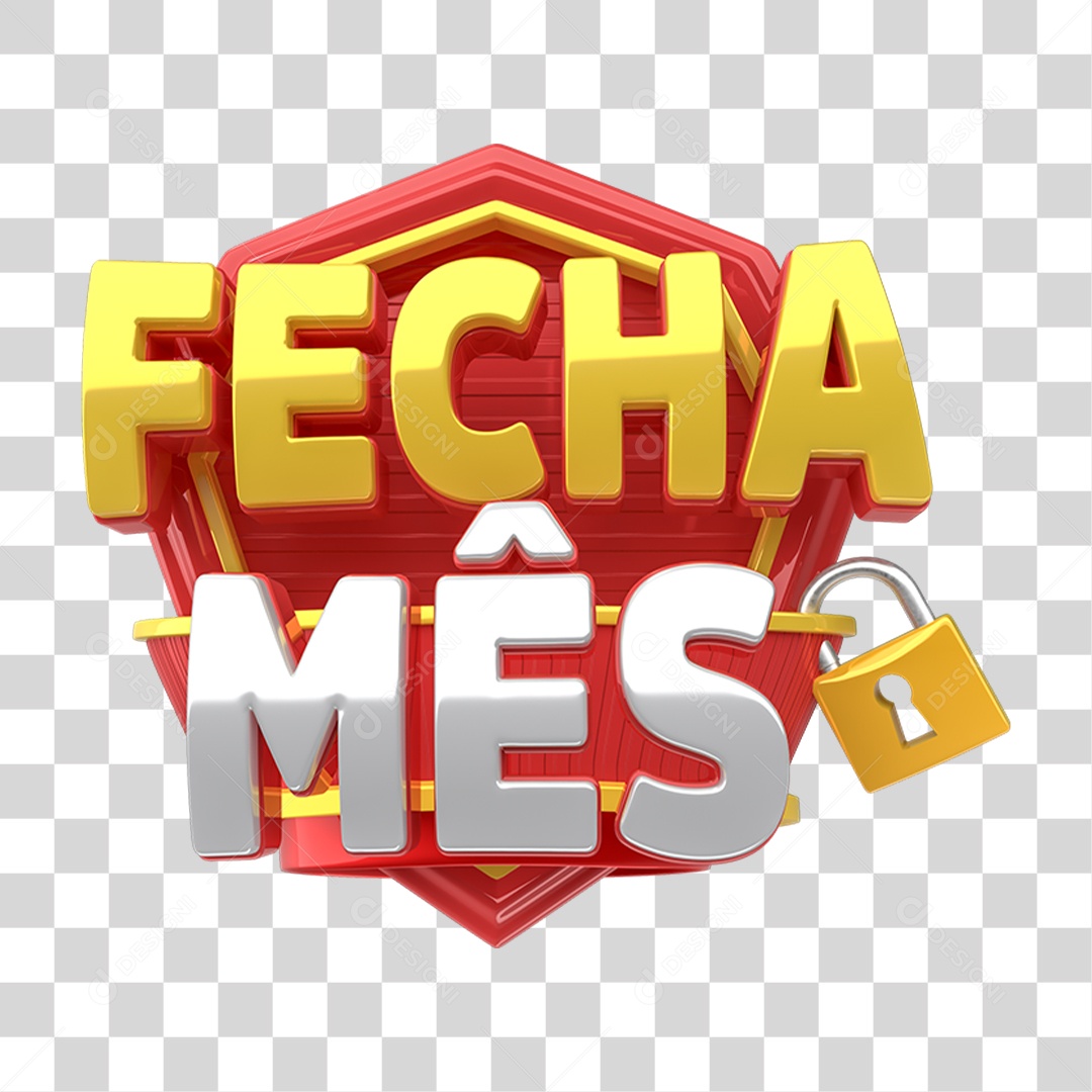 Selo 3D Fecha Mês PNG Transparente