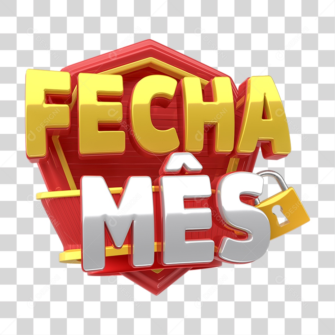 Selo 3D Fecha Mês PNG Transparente