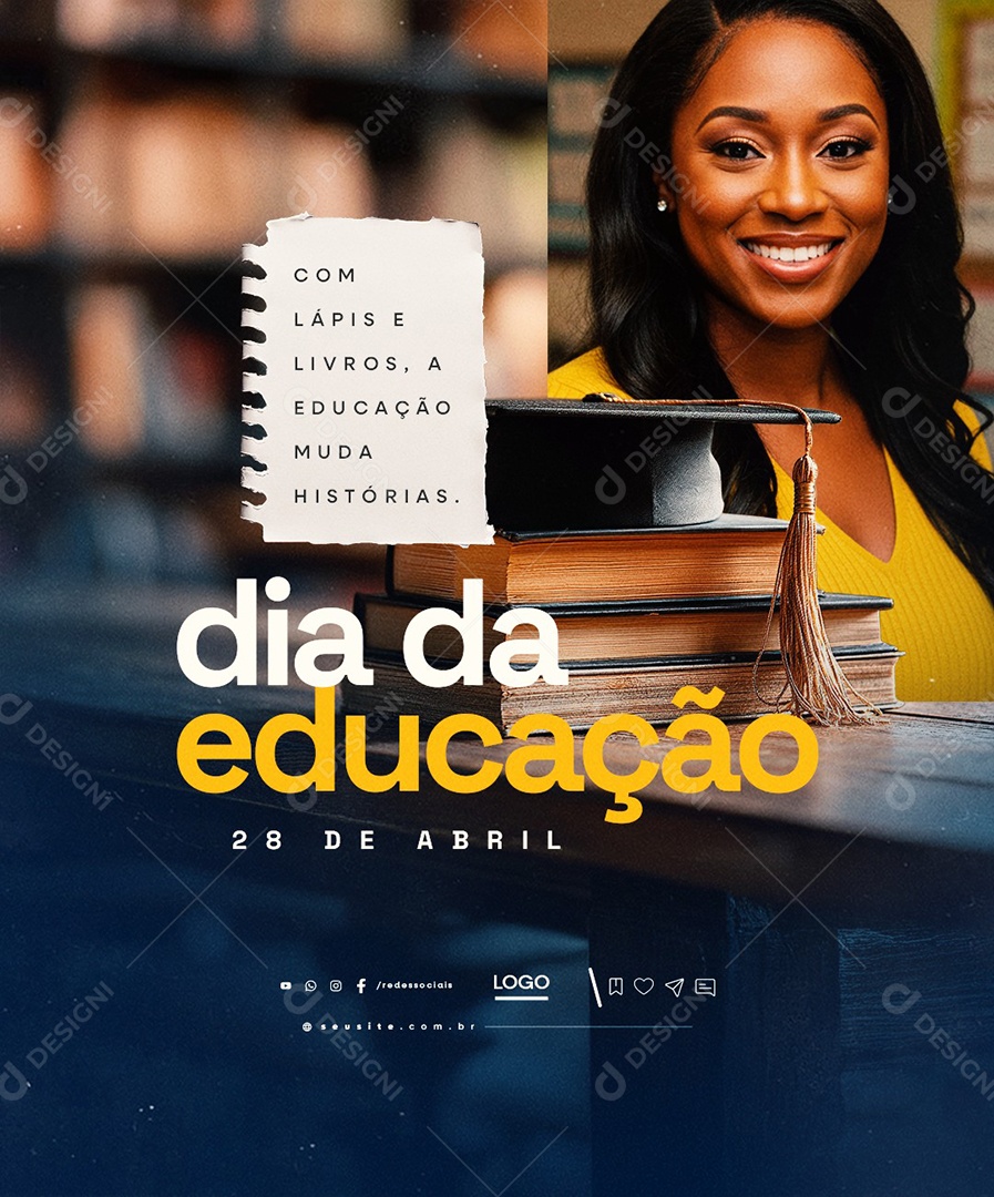 Dia da Educação 28 de Abril Social Media PSD Editável