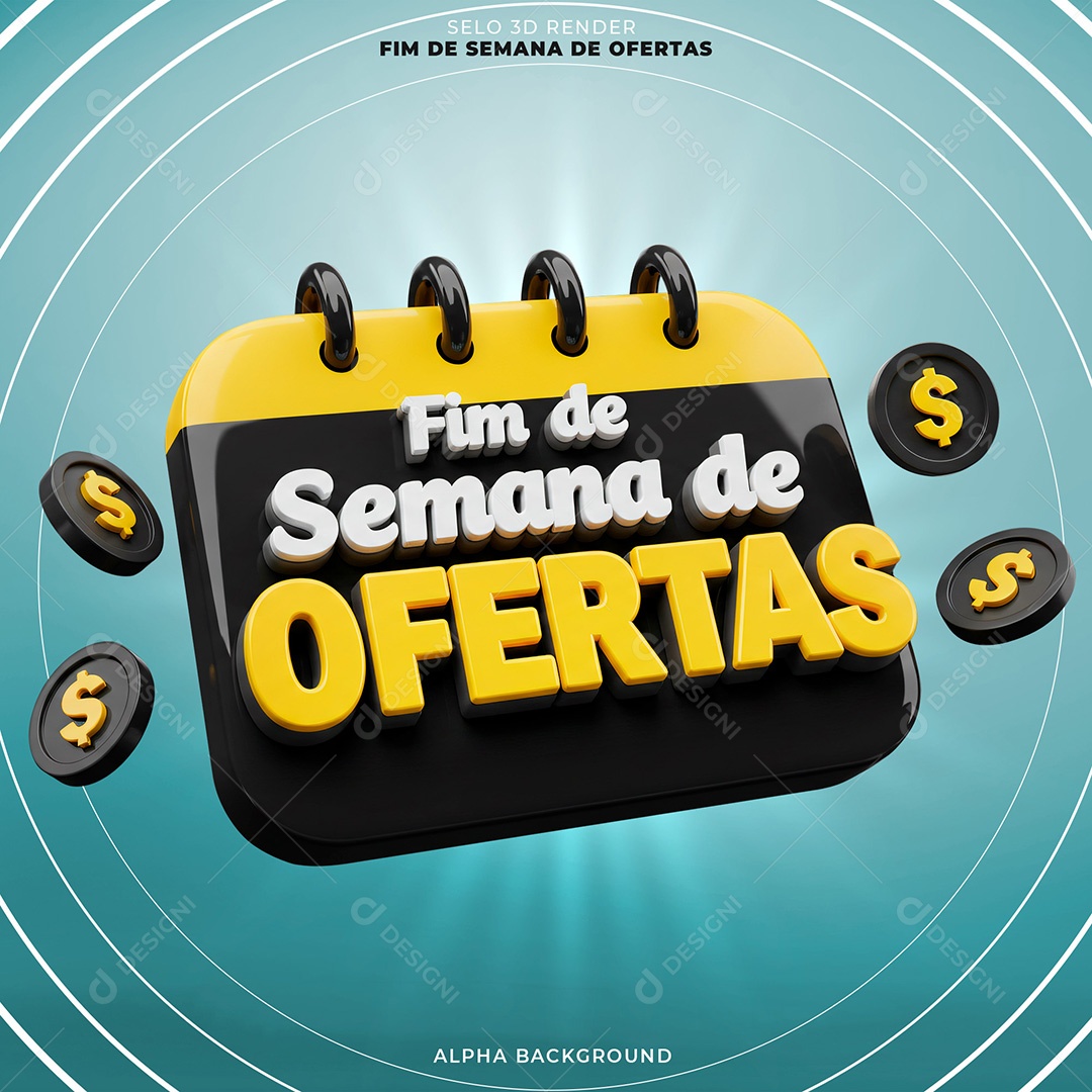 Selo 3D Fim de Semana Ofertas Para Composição PSD