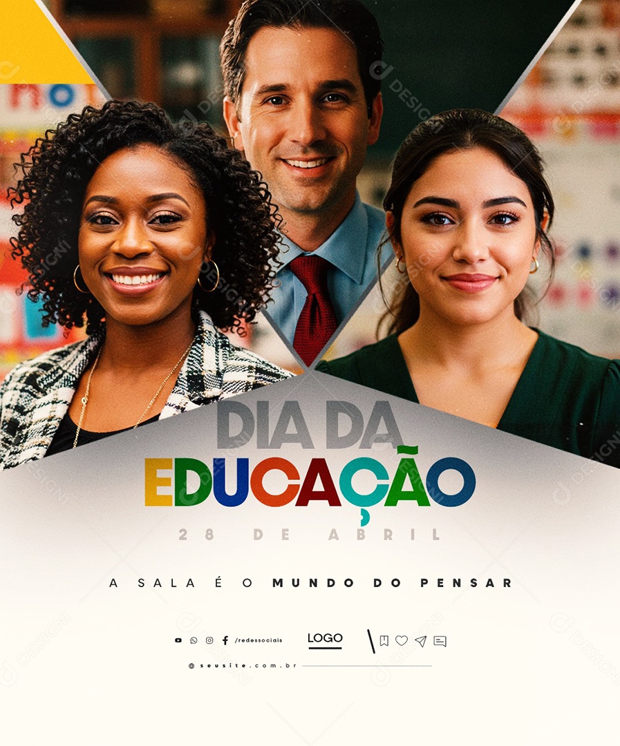 Dia da Educação 28 de Abril A Sala é o Mundo do Pensar Social Media PSD Editável