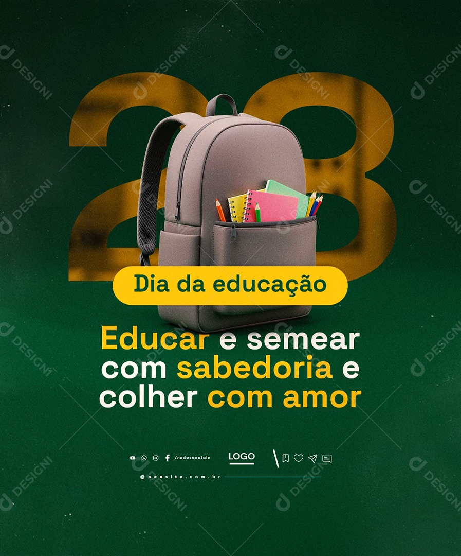 Dia da Educação 28 de Abril Social Media PSD Editável