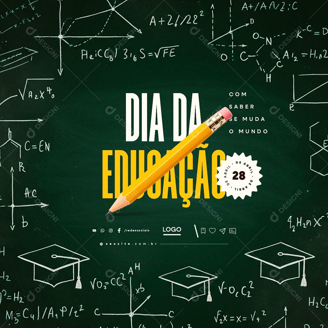 Dia da Educação 28 de Abril Social Media PSD Editável